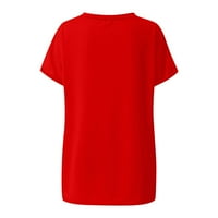 Ljetne esencijalnosti Otemrcloc ženska modna proljetna ljetna majica V-izrez sa kotrljavim rubom s kratkim