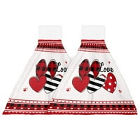Dan zaljubljenih ljubav crveni i crni ručnik ručnika za ručnike Obrišite posuđe Viseći apsorbentni krpa