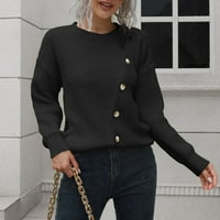 Ženski gumbi Prednji trendi pleteni pleteni džemperi Casual Okrugli izrez Jesen Zima Labavi dugi rukav