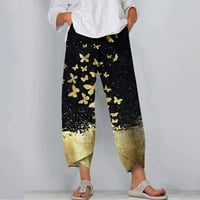 EdVintorg Ženske ljetne leptirske hlače Loungewear Clearence Modne Ležerne prilike ravne džepove Žene