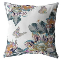 Medy Butterfly Broadcloth Indoor vanjski patentni patentni jastuk ružičasta na bijeloj boji