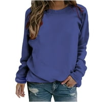 Crewneck Dukseri za žene Lagane trendi solidne boje dugih rukava pulover vrhovi labavi fit comfy tucijski