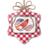 Božićna ornamenta Infinity zastave SAD i Warmia i Mazury Red Plaid Neonblond