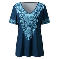 Košulje za žene Trendi vrhovi za kratki rukav ljetni trendi tiskani majica za tiskane majice V izrez