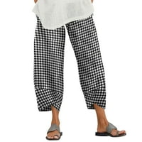 Casual pantalone za žene Ženska kašaljska struka Obrada labavi ispis hlače harem posteljina elastična