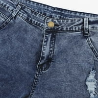 Ediodpoh Muški modni kauzalni džep patentni patent slim fit drobljenje traper duge traperice Hlače ženske