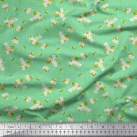 Soimoi zelena viskoza šifon tkanina točka, lišće i bijeli cvjetni cvjetni ispisani tkaninski dvorište