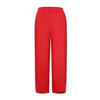 DrpGunly ženska moda, džep čvrsti elastični struk casual labave harem hlače žene, crvena 3xl