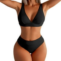 Amlbb ženska seksi bikini solidna set kupaći kostim Dvije punjene grudnjake kupaćih kupaćih odjeći za