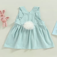 SDGHG Toddler Baby Easter Ukupna haljina, slatka haljina za suspenziju sa kvadratnom bez rukava