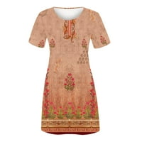 Ernkv Ženska mini haljina zazor cvjetna print v izrez za izrez za odmor za odmor Elegantni slobodno