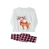 Xingqing Božićni podudaranje Obiteljske pidžame Set Elk Print Tops Plaid Hlače PJs Sleep odjeća za žene