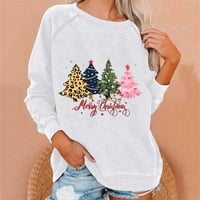 Clearsance hfyihgf božićna dukserica Žene vesele božićne pulover vrhovi Leopard plairani Xmas stablo