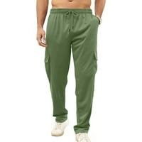 Simplmasygeni Muškarci Ležerne hlače Pantalone Trendy Cargo Pamuk i posteljina Elastična struka Pomiješana