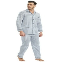 Muški pamuk Pajamas postavio je tkaninu za spavanje za spavanje s gornjim i hlačama, dvodijelni
