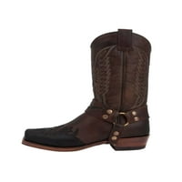 Daeful Womens Western Cowgirl Boots Chunky Heel Mid Calf Boot V Cut Vintage vezene cipele Ležerne prilike