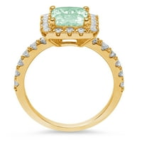 3. CT Sjajni smaragd Clear Simulirani dijamant 18k žuti zlatni halo pasijans sa akcentima prsten sz