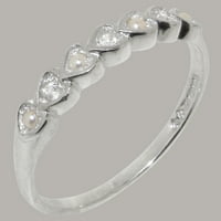 Britanci napravio je 10k bijeli zlatni prirodni dijamant i kultivirani biserni ženski osnivački prsten