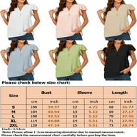 Niveer žene vrhove bluza s kratkim rukavima V izrez majica labava majica Šifon Tunika majica Pink XL