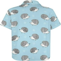 Slatka gumba za košulju za ježeve muške majice niz kratke rukave Havajske majice Vrh za poslovno na