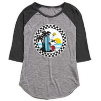 Kikiriki - Snoopy Surfs gore - Juniors Raglan grafička majica