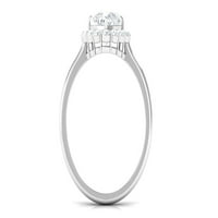 Moissan zaručni prsten u obliku srca sa halo - 2. CT - D-VS razred, srebrna srebra, US 9,50