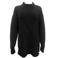 Pacommrk PI džemperi za žene čišćenje Ženske čvrste boje Crewneck Prevelike pulover Jesen kabel dugih