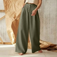 Jtckarpu casual pantalone široke lanene pantalone za žene sa džepovima opuštene fit na