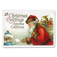 Sonoma, Kalifornija, Božićni pozdrav, Santa Dobivanje slova, Press Lantern Press, Premium Igranje kartice,