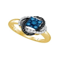 Dijamantna princeza 10kt žuti zlatni ženski okrugli plavi boja Poboljšani dijamantski klaster prsten