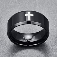 Muški crni volfram vjenčani prsten za vjenčanje prstena laserski poprečni uzorak polirani finišne opreme
