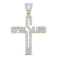 10kt žuto zlato okruglo Diamond Isus Cross Charm Privjesak CTTW