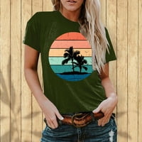 Ženski vrhovi Tropske trendi tee Havajske košulje kratki rukav Crewneck bluza Tunika svečanost Ušteda Redovna fit majica Zelena s