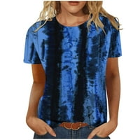 Ženski vrhovi grafički grafički otisci bluza modne žene ljetne kratke rukave T-majice Tunika tee plave