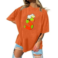 Ljetna bluza Ženska majica kratkih rukava s kratkim rukavima O-izrez tiskani Top Dame Top Orange L