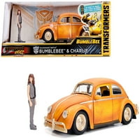 Volkswagen Beetle je žuta s robotom na šasiji i Charlie Diecast Figurine BumbleBee Film Hollywood Rades