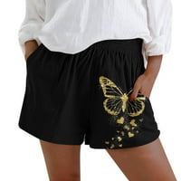 Hlače za ženske ležerne kratke hlače za žene ljetne elastične struke udobne šorc sa džepom plaža kratke
