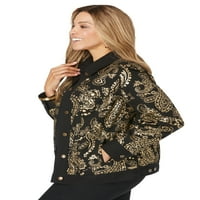 Jessica London ženska plus veličina klasična pamučna gumb dolje traper jean jakna - 14, čokolada smeđa