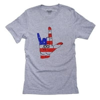 Ljubav SAD - Sign Language USA Zastava zajedno Muška siva majica
