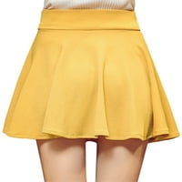 Dame kratka suknja ruffle skrort visoki struk MINI suknje žene boemske skijanje plaže žuti l