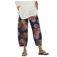 Hlače za žene Trendi ljetni print pojačani struk elastične hlače široke pantalone