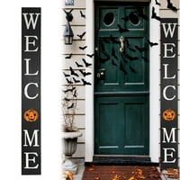 72in crni Halloween Dobrodošli znak za ulazna vrata, vitlo za dobrodošlicu, rustikalni visoki dobrodošli
