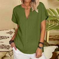 Ženska bluza Ležerne prilike pune boje V-izrez kratka rukava rukavica s majicom s kratkim rukavima Labavi