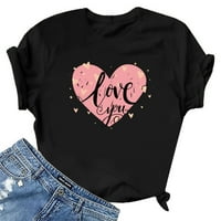 ZODGGGU Spremi velike tucijske majice za žene Love You Print Crew Crt Labavi fit trendi Ležerni zaljubljeni
