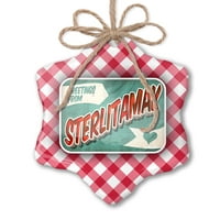 Božićni ukrasni pozdrav iz Sterlitamak, vintage razglednica crvena plairana neonblond