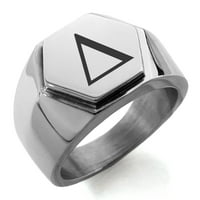 Nehrđajući čelik Delta Matematički uređen šesterokutni Crest Flat Top Biker stil polirani prsten