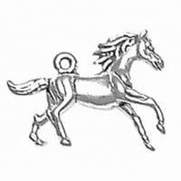 Sterling srebrna 8 šarm narukvica sa priloženim 3D galopirajućim konjskom šarmom sa tekućim mane