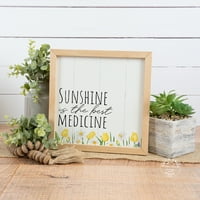 Sunshine je najbolji lijek Drveni znak Proljeće Décor Cvijeće Početna Dekor Plak izrađen u SAD-u F1-10100007014