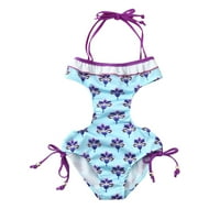Dječji kupaći kupaći rufffrecketlessummer cvjetni skok Print Miroper tankoni plava 4Y-5Y
