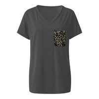 Ženski vrhovi okrugli dekolte casual bluza Čvrsti ženske majice Skraćeno rukav Ljetni tamno sivi 3xl